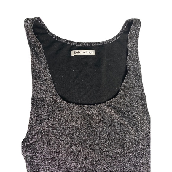 REFORMATION metallic silver black tank bodysuit size medium - Picture 5 of 6